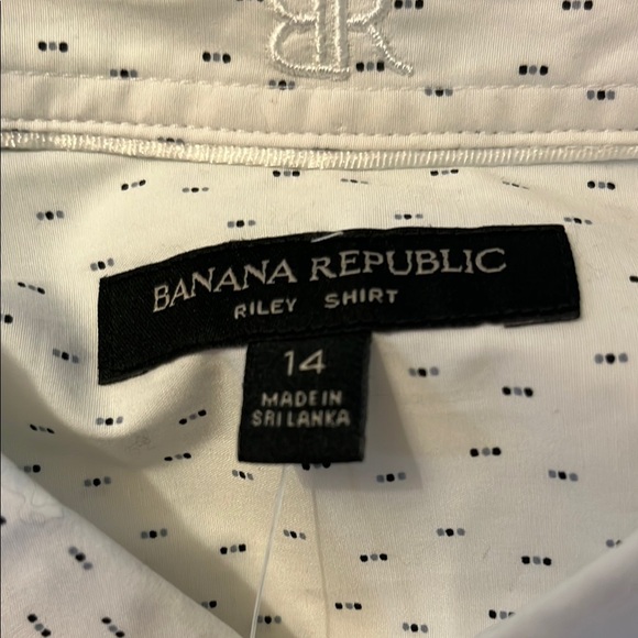 Banana Republic White Patterned Riley Shirt Size 14 NWT - Picture 2 of 11